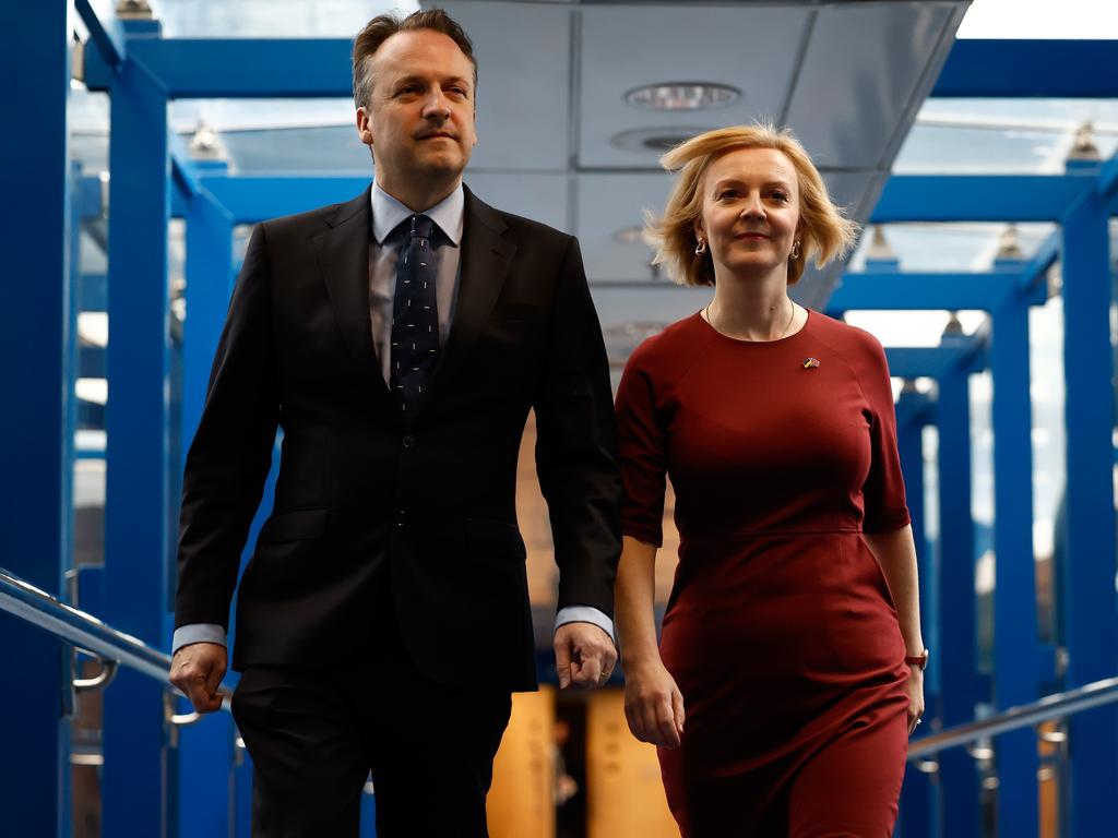 Prime Minister Liz Truss and husband Hugh O'Leary arrive at the Conservative Party conference (Photo by Jeff J Mitchell/Getty Images)