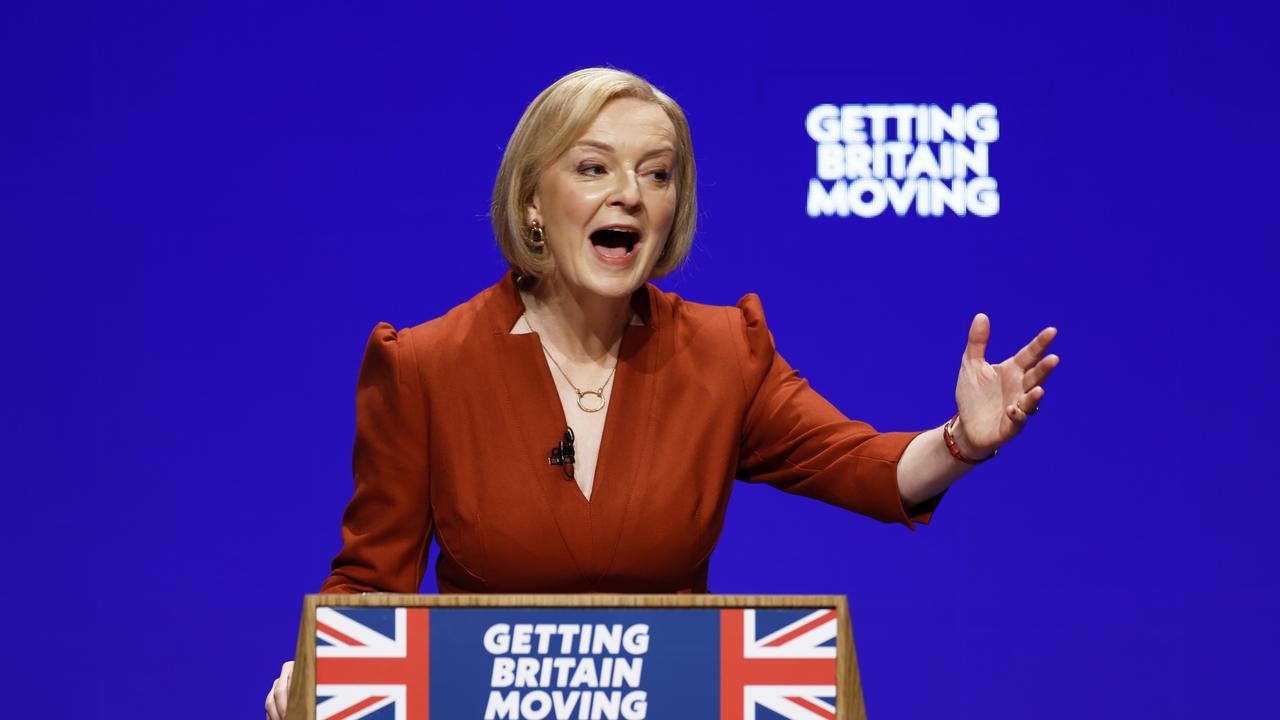 Prime Minister Liz Truss speaks during the final day of the Conservative Party Conference (Photo by Jeff J Mitchell/Getty Images)