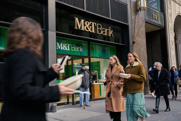 Shares of M&T Bank are down about 13% so far this year. The majority of those losses occurred in March. Bing Guan/Bloomberg