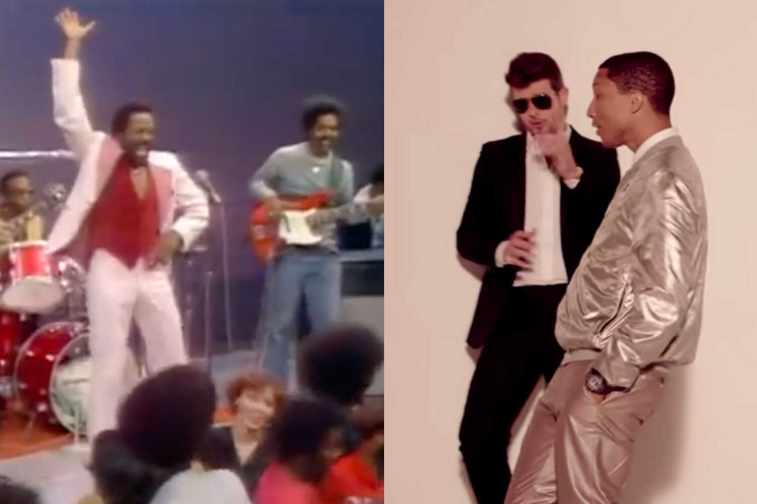 The family of the soul star Marvin Gaye (left) sued Robin Thicke and Pharrell Williams (right) over their song “Blurred Lines.” The case had a major impact on songwriting, and legal challenges to come.Credit...via YouTube