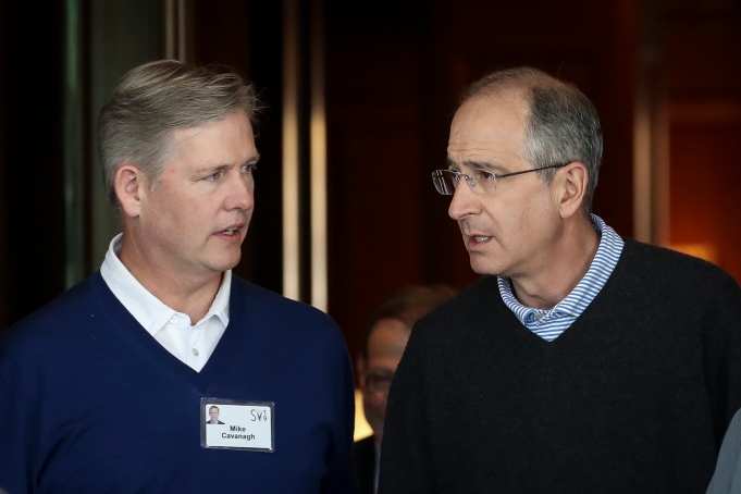 Comcast President Michael Cavanagh, left, with CEO Brian Roberts Drew Angerer/Getty Images