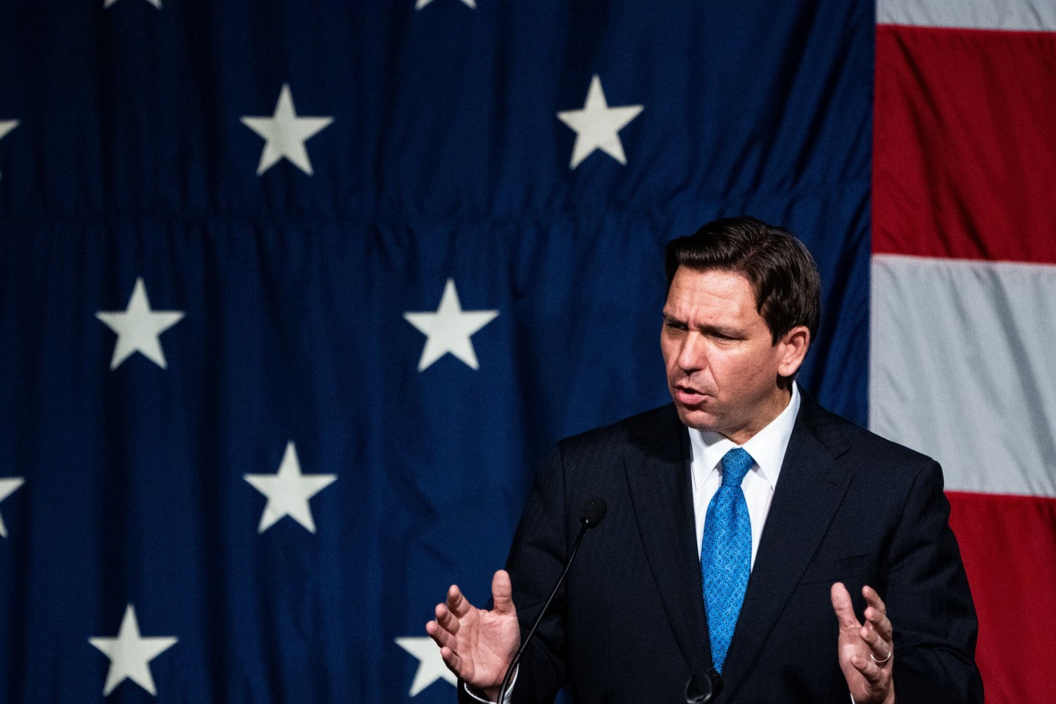 Gov. Ron DeSantis of Florida will seek to turn the Republican primary race into a two-man contest against former President Donald J. Trump. Credit...Haiyun Jiang/The New York Times