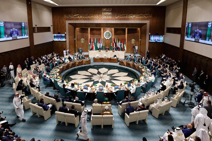 Arab League foreign ministers at an emergency meeting in Cairo on Sunday. PHOTO: KHALED DESOUKI/AGENCE FRANCE-PRESSE/GETTY IMAGES
