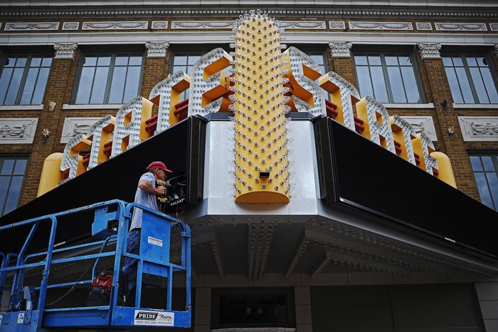A light display made by Daktronics on the State Theatre in Sioux Falls, S.D. Investment firm Alta Fox Capital Management this year sought the removal of the CEO and CFO at Daktronics, a maker of LED displays.