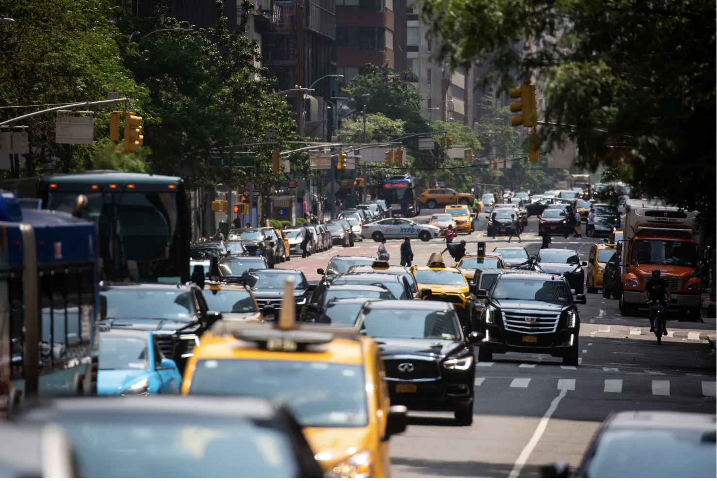 Traffic in the Midtown neighborhood of New York, on June 17, 2023. Michael Nagle/Bloomberg via Getty Images