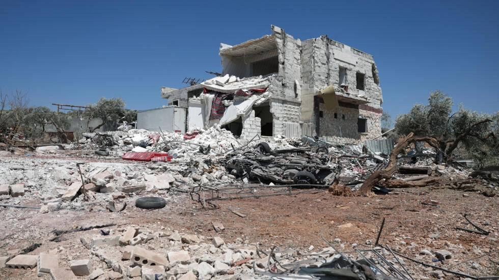 A picture shows a damaged house following reported Russian air strikes on the western outskirts of rebel-held Idlib city on August 5, 2023. © Omar Haj Kadour, AFP