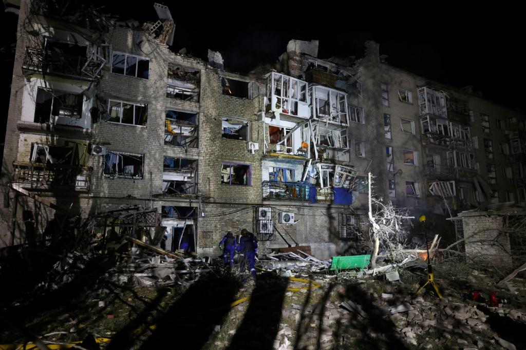 Two missiles damaged residential buildings, a hotel, catering establishments, shops and administrative buildings in Pokrovsk, eastern Ukraine
