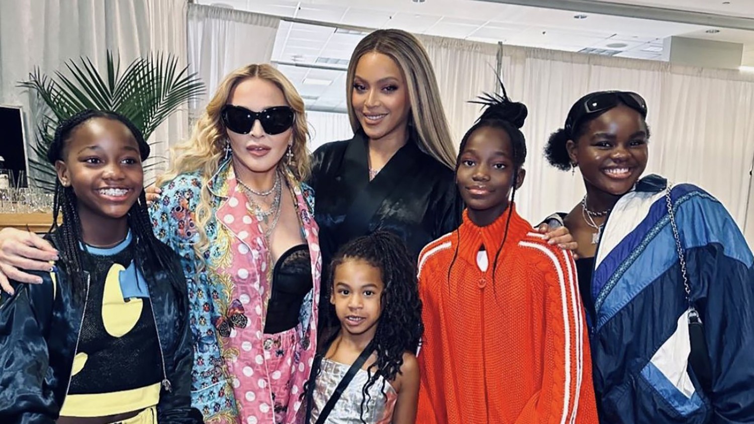 Madonna and Beyoncé pose with some of their daughters at ‘Renaissance’ concert