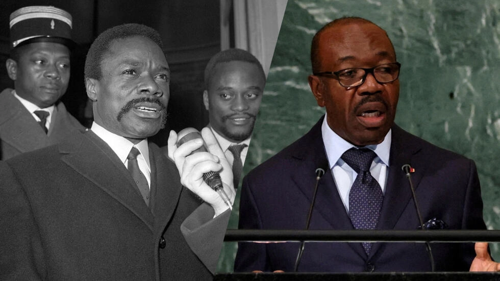 Gabon's former president Omar Bongo (left) and his son, Gabon's current President Ali Bongo (right). © AFP/Studio Graphique FMM