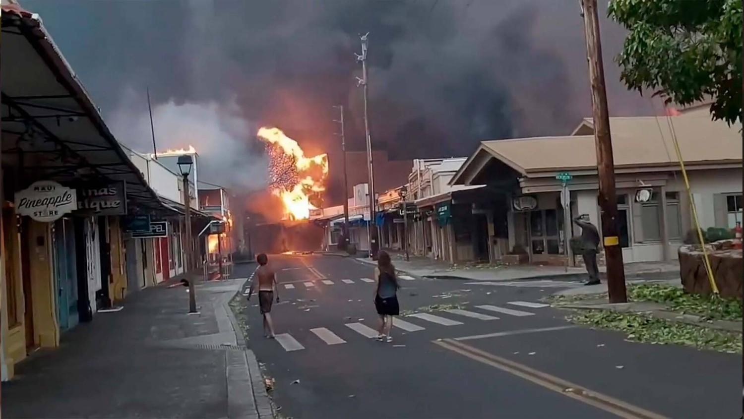 High winds propelled fires across the Hawaiian island of Maui, killing at least six people and severely damaging the historic town of Lahaina.