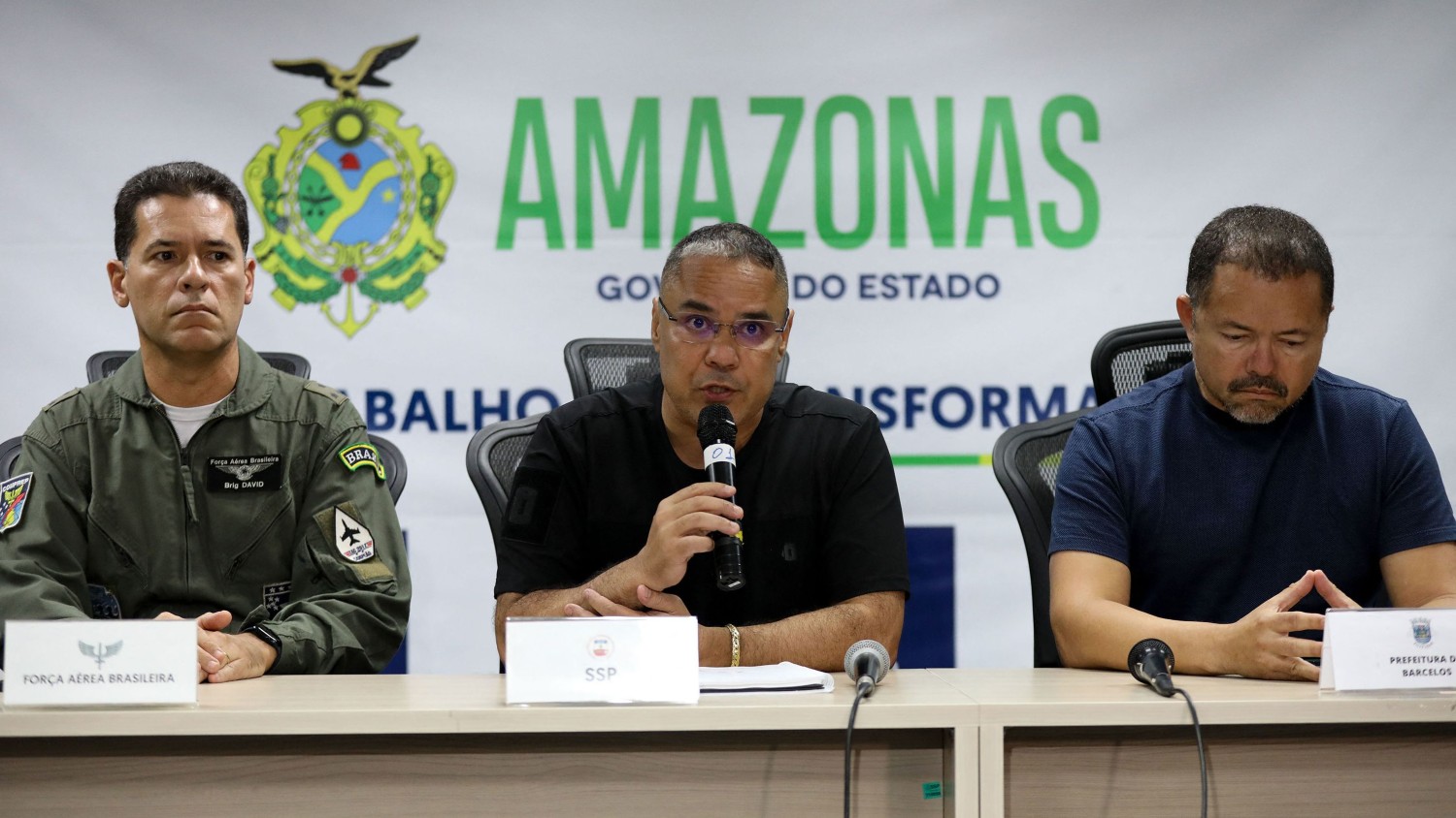 A press conference held in Manaus, Brazil, about the plane crash. Michael Dantas/AFP/Getty Images