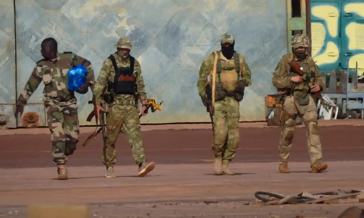 Russian mercenaries in northern Mali. The Wagner group, a private military company, has supported Russia in its invasion of Ukraine and has also deployed its personnel to Syria, Central African Republic, Sudan and Libya. Photograph: AP
