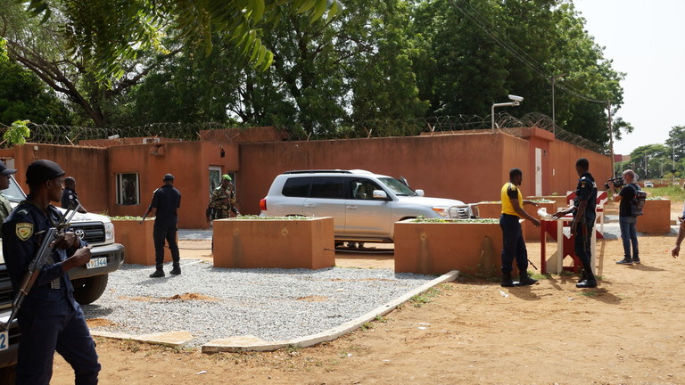 FILE PHOTO - Soldiers security check all the vehicles entering the French Embassy after Nigers military authority ordered the expulsion of the French ambassador in Niamey, Niger, August 31, 2023   Balima Boureima / Anadolu Agency via Getty Images