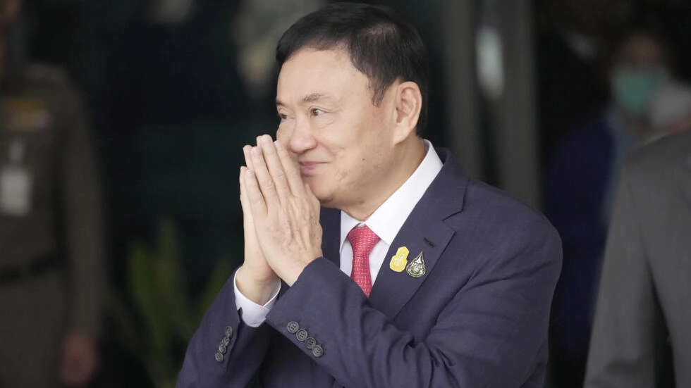 Thailand's former Prime Minister Thaksin Shinawatra arrives at Don Muang airport in Bangkok on August 22, 2023. © Sakchai Lalit, AP