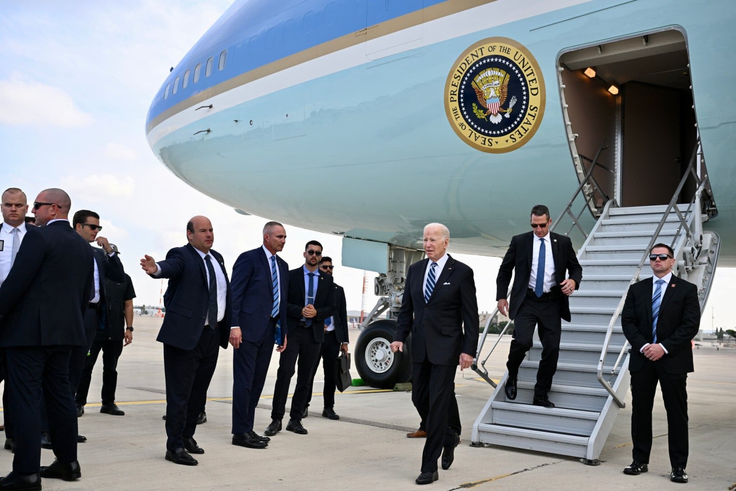 President Biden arrived in Israel on Wednesday to show solidarity with Washington’s close ally in the Middle East.Credit...Kenny Holston/The New York Times