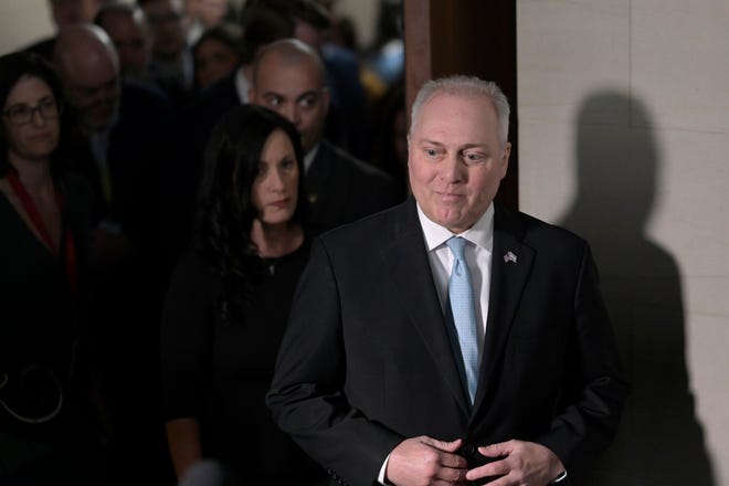 House Majority Leader Steve Scalise, R-La., is seen on Capitol Hill as House Republicans have decided to nominate Scalise for Speaker of the House on Oct. 11, 2023 in Washington, D.C. Credits: Craig Hudson, Craig Hudson-USA TODA