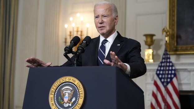 President Joe Biden delivers remarks on the Hamas terrorist attacks in Israel in the State Dining Room of the White House October 10, 2023 in Washington, DC. (Photo by Drew Angerer/Getty Im