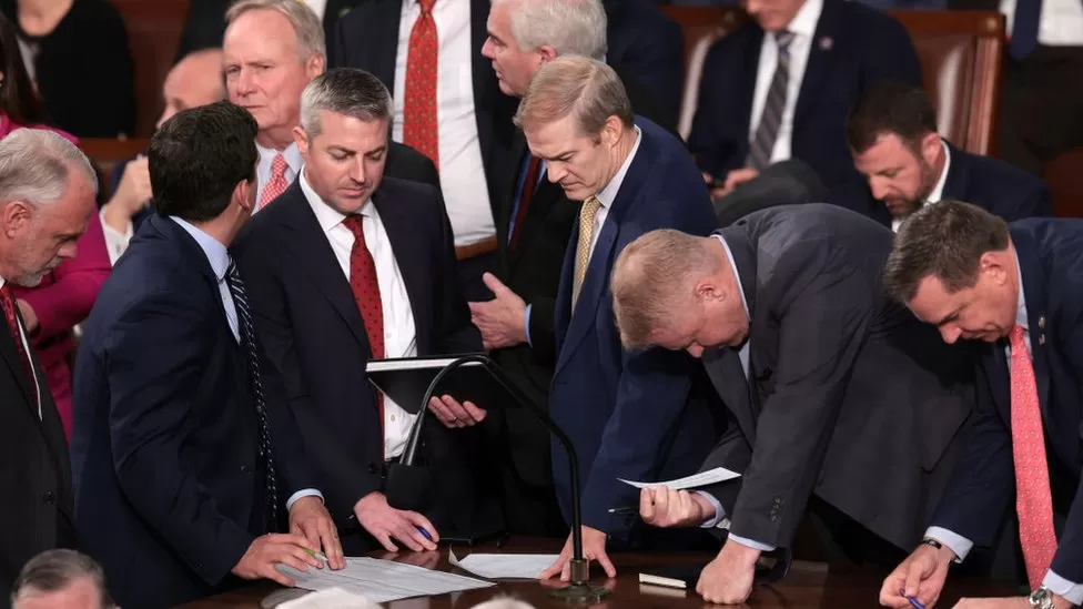 GETTY IMAGES | Jim Jordan (centre) was unable to rally his party behind hi