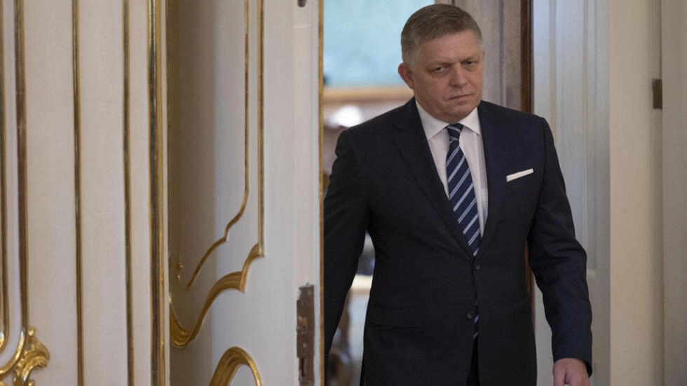 Slovak Prime Minister Robert Fico is pictured at the presidential palace in Bratislava on October 25, 2023. © Tomas Benedikovic, AFP