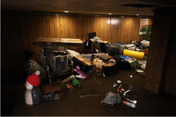 The flooded basement of a home on East 10th Street in the Flatbush neighborhood of Brooklyn is pictured Sept. 29. (Michael M. Santiago/Getty Images)