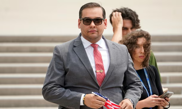 George Santos on 30 June 2023, in Central Islip, New York. Photograph: John Minchillo/AP