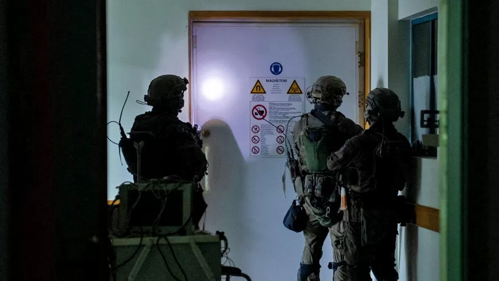 An IDF-supplied photo shows Israeli soldiers inside the Al-Shifa hospital complex in Gaza City / Reuters
