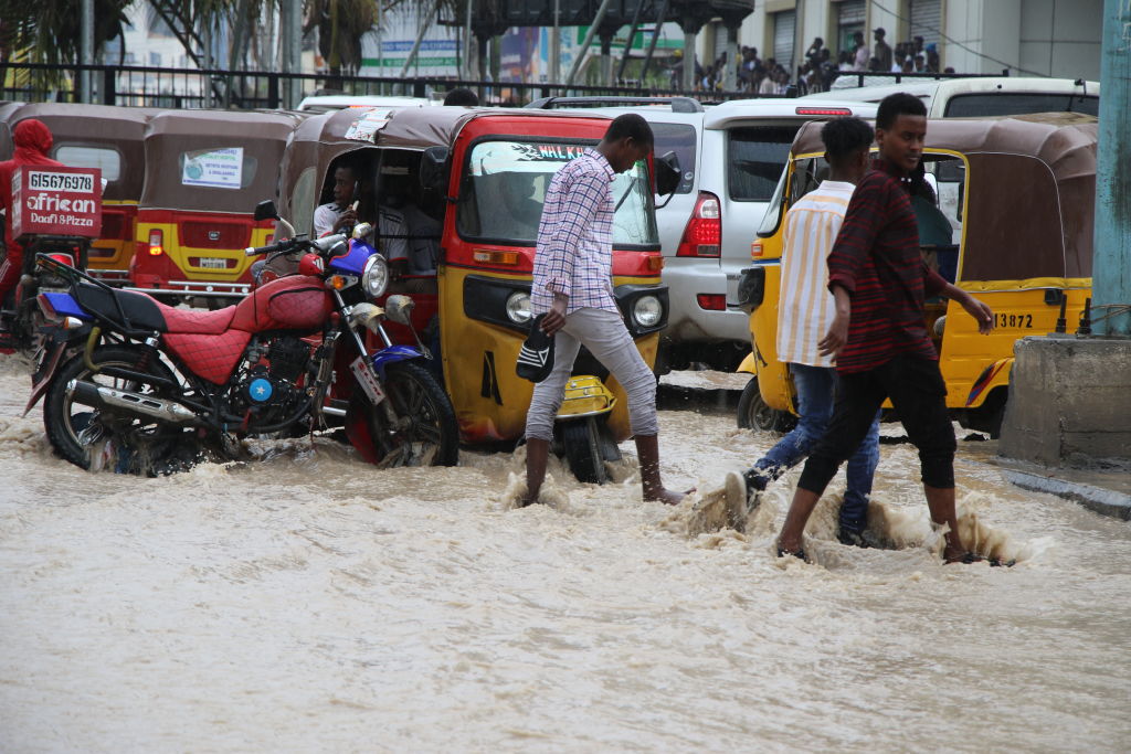 The impact of the torrential downpours can be seen here in Somalia's capital of Mogadishu on Nov. 09, 2023.Abuukar Mohamed Muhidin / Anadolu—Getty Images
