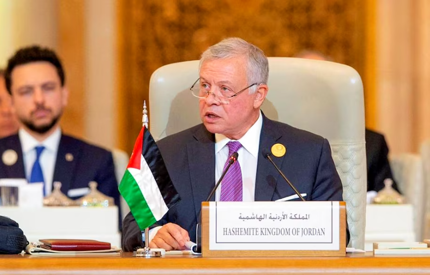 Jordan's King Abdullah II attends an emergency meeting of the Arab League and the Organization of Islamic Cooperation on Nov. 11 in Riyadh, Saudi Arabia. (Saudi Press Agency/AFP via Getty Images)