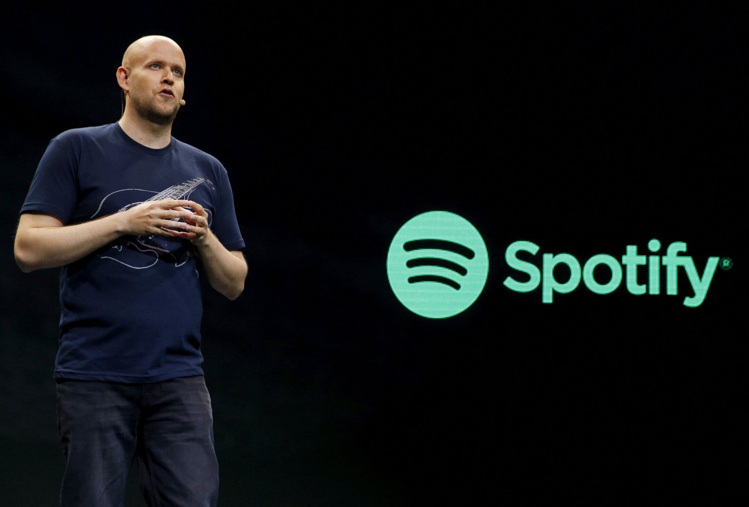 Daniel Ek, Spotify’s chief executive, said job cuts were needed because “our cost structure for where we need to be is still too big.”Credit...Shannon Stapleton/Reuters