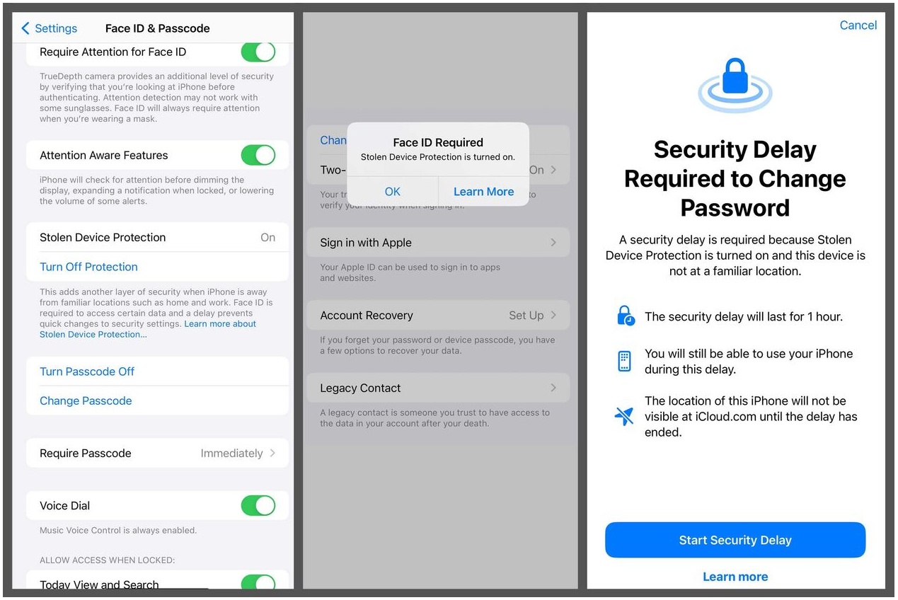 Stolen Device Protection, coming in iOS 17.3, protects your phone when it is away from a familiar place, such as home or work. PHOTO: JOANNA STERN/THE WALL STREET JOURNAL
