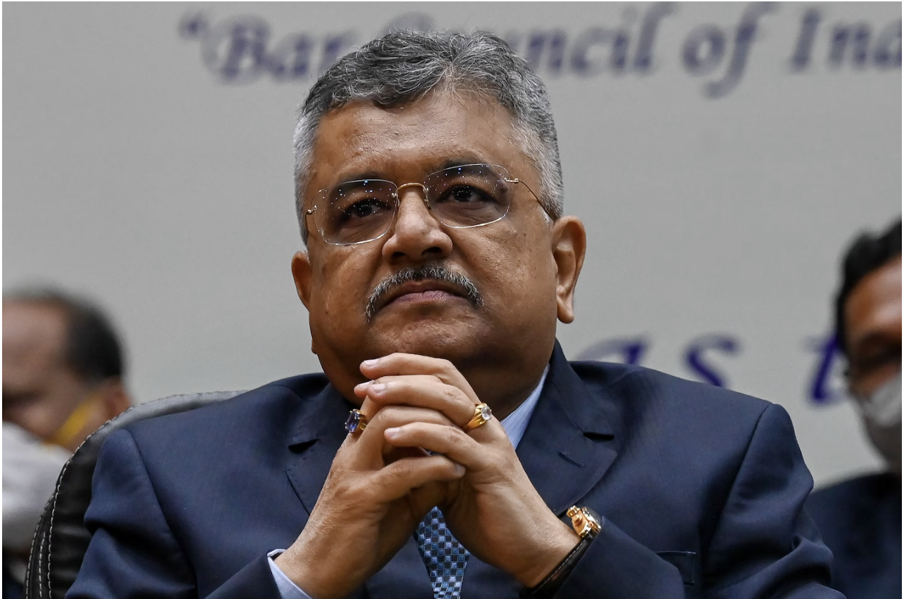 Two journalists who have investigated Adani’s ties to Modi have found themselves in court. Arguing on the other side of their case at a hearing this month: Tushar Mehta, above, India’s solicitor general. (Prakash Singh/AFP/Getty Images)