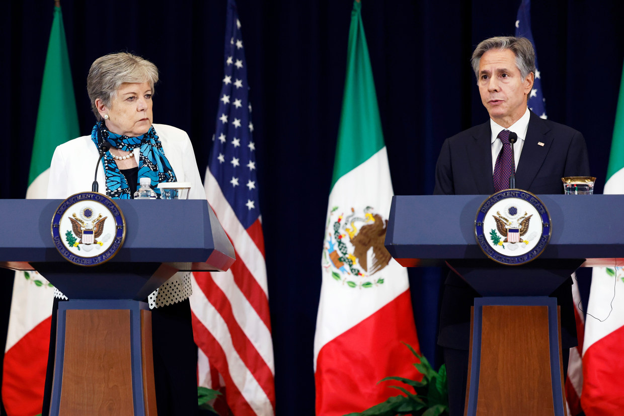 Mexican Secretary of Foreign Affairs Alicia Barcena and Secretary of State Antony Blinken hold a joint news conference at the State Department's Harry S. Truman building in Washington, D.C., in 2023.Chip Somodevilla / Getty Images file