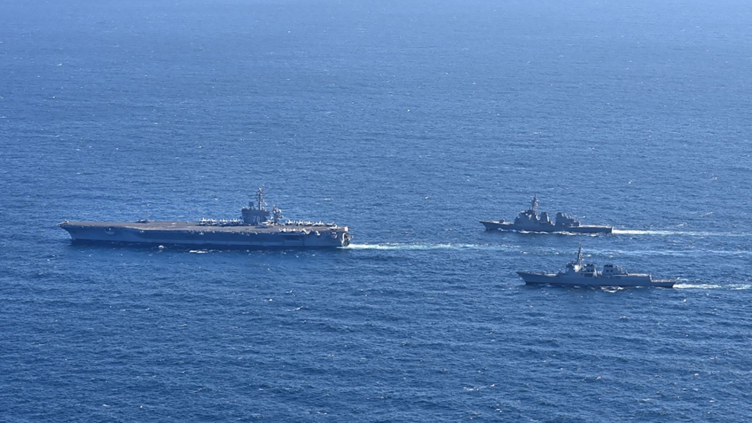 South Korea, the US and Japan conduct a trilateral exercise featuring the aircraft carrier USS Carl Vinson in the waters and air south of Jeju island between January 15 and 17, 2024. South Korea's Defence Ministry