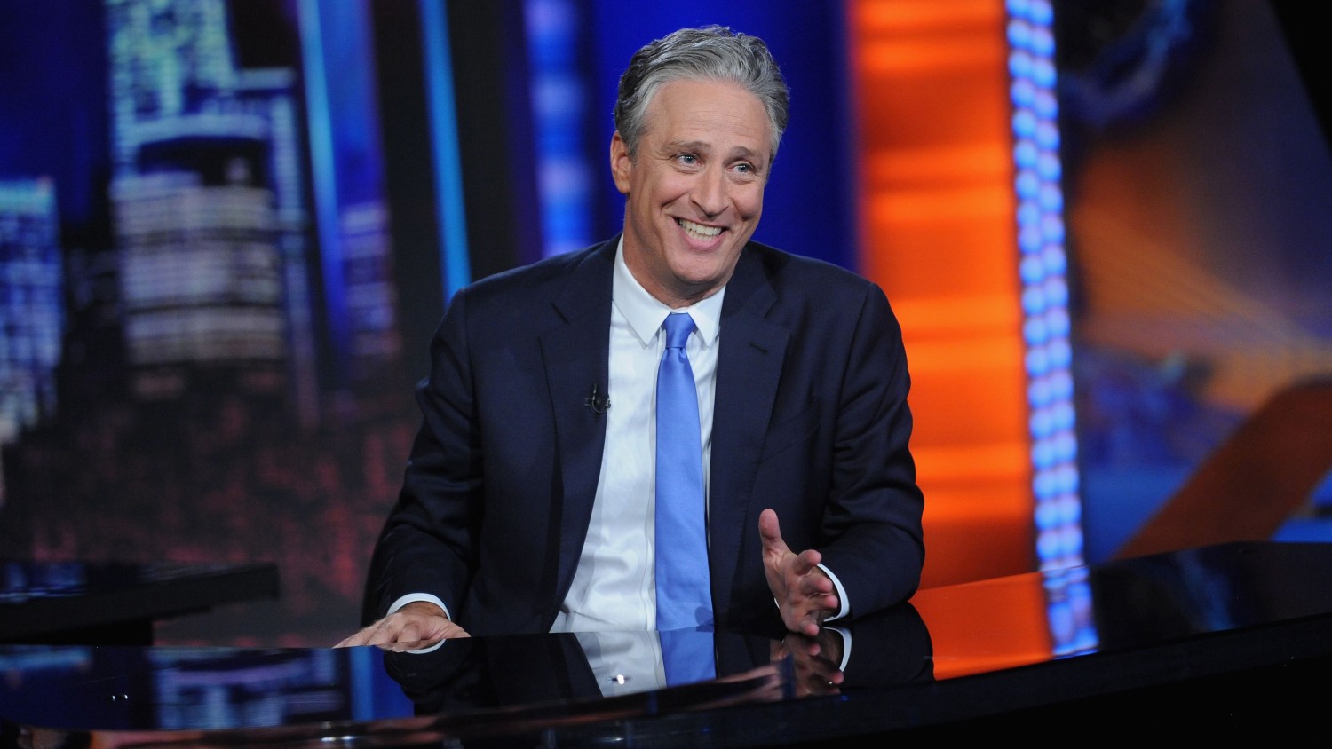 Jon Stewart hosts "The Daily Show with Jon Stewart" in 2015. Brad Barket/Getty Images