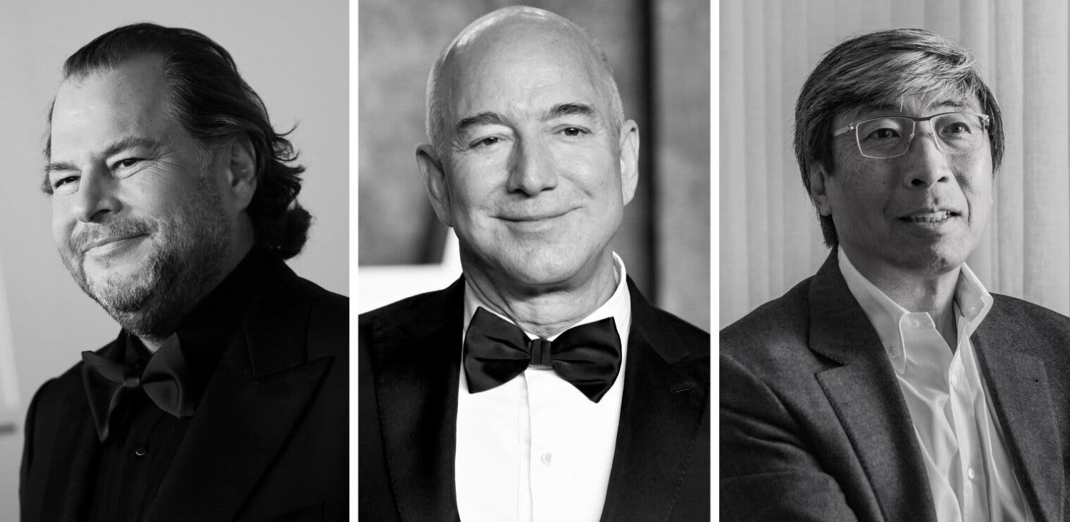 From left, Marc Benioff, Jeff Bezos and Dr. Patrick Soon-Shiong have all bought well-known media outlets.Credit...Dimitrios Kambouris/Getty Images; Evan Agostini, via Invision, via Associated Press; Alex Welsh for The New York Times