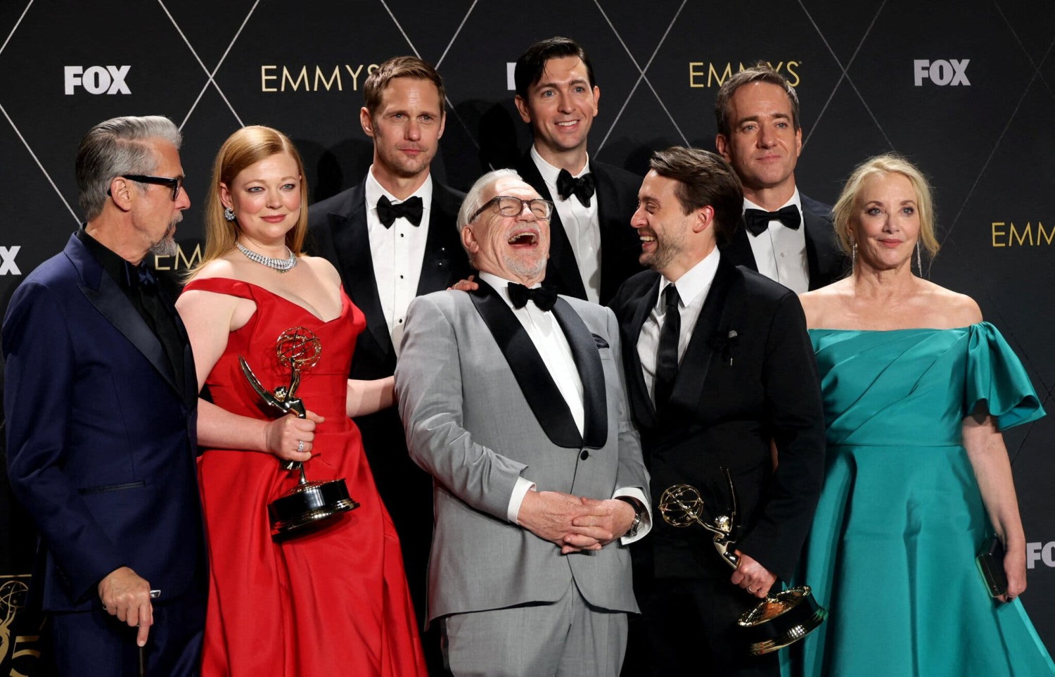 The cast of “Succession,” one of the big winners at the Emmys on Monday.Credit...Aude Guerrucci/Reuters