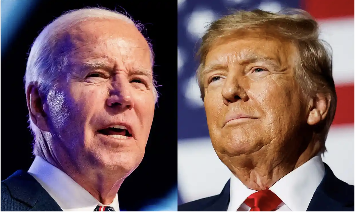 Joe Biden seized on Donald Trump’s Iowa victory immediately in his fundraising appeals. Composite: AP, Getty Images