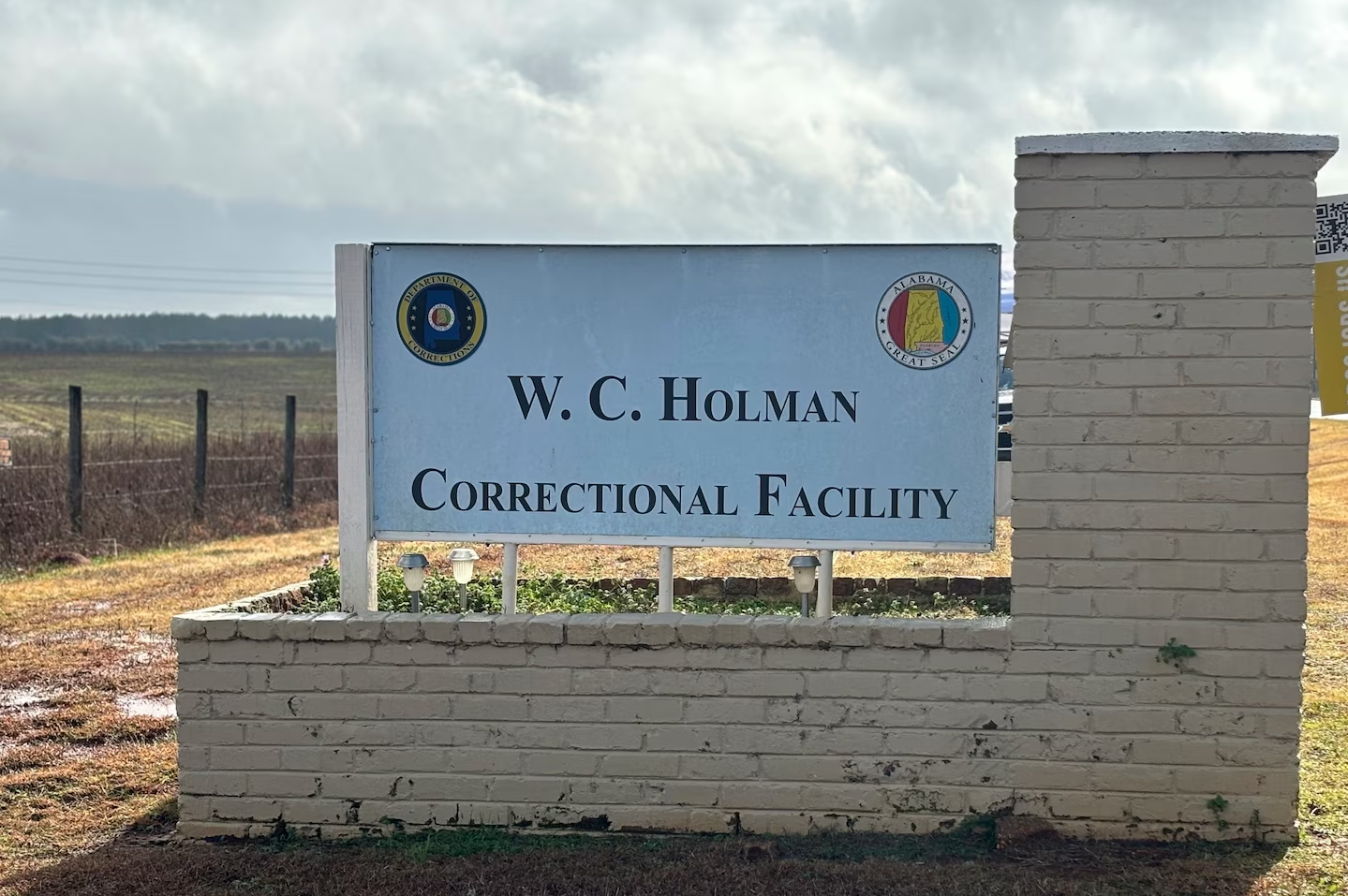 A sign for Holman Correctional Facility in Atmore, Ala., is shown on Thursday, Jan. 25, 2024. (AP Photo/Kim Chandler)