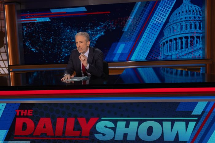 Jon Stewart during his first night back at Comedy Central’s ‘The Daily Show’ on Monday. PHOTO: MATT WILSON/COMEDY CENTRAL’S THE DAILY SHOW