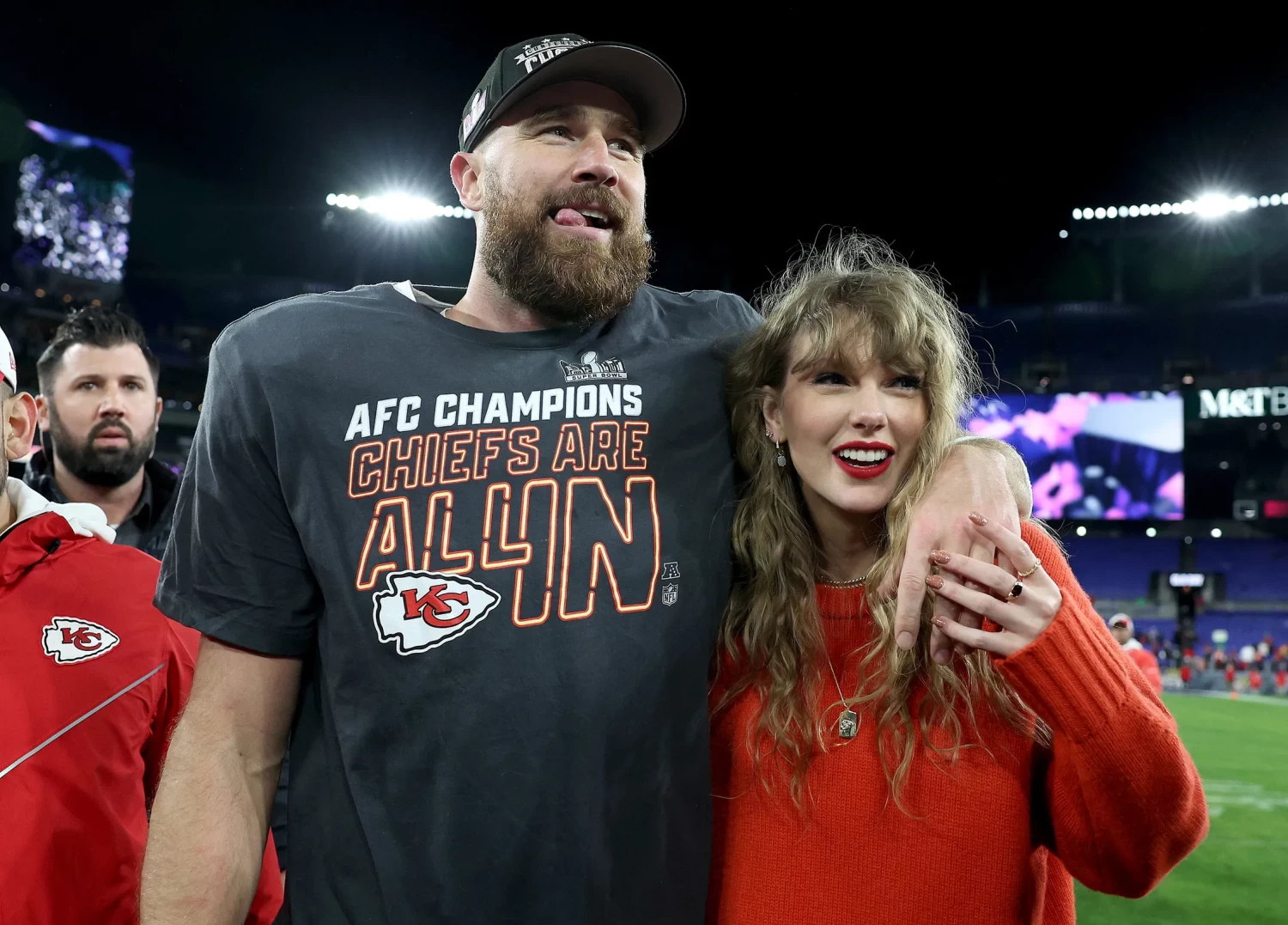 The Combination of Travis Kelce plus Taylor Swift creates an all-consuming content vortex. Photograph by Patrick Smith/Getty