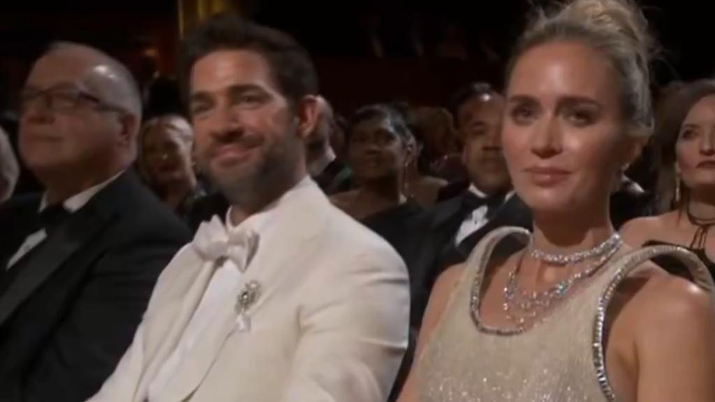 Emily Blunt and John Krasinski shared a sweet moment during the ceremony. Picture from Twitter.