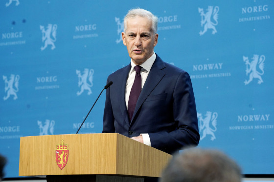 Norwegian Prime Minister Jonas Gahr Støre led the announcements at a news conference in Oslo. Erik Flaaris Johansen / AFP - Getty Images