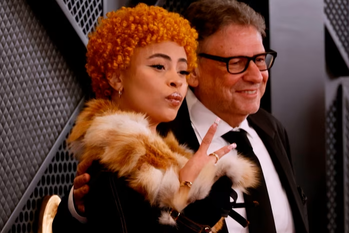 Universal Music Group chief Lucian Grainge, right, with rapper Ice Spice in February. He said the dispute with TikTok had ended ‘with a decidedly positive outcome’ © Frazer Harrison/Getty Images