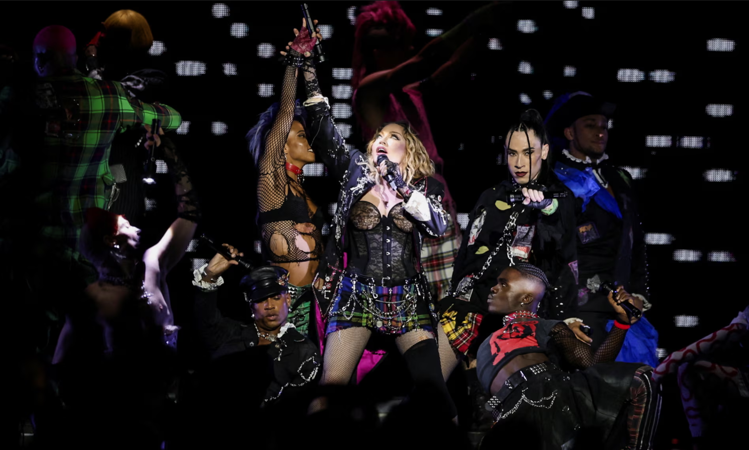 Madonna was on stage for more than two hours, performing songs including Like a Prayer, Vogue and Express Yourself. Photograph: Pilar Olivares/Reuters