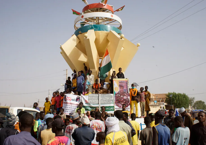 Demonstrators in Agadez, Niger, last month demand the withdrawal of U.S. troops from the country. (Issifou Djibo/EPA-EFE/Shutterstock)