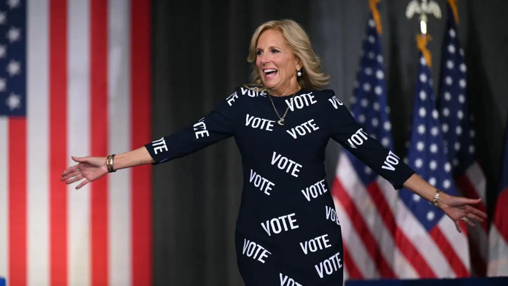 First Lady Jill Biden arrives at a campaign event in Raleigh, North Carolina, on June 28, 2024. AFP via Getty Images