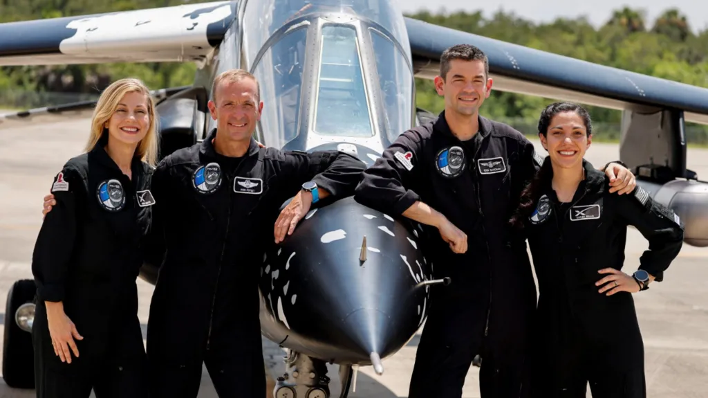 Reuters / (L-R) The crew of Polaris Dawn includes Anna Menon, Scott Poteet, Jared Isaacman and Sarah Gillis