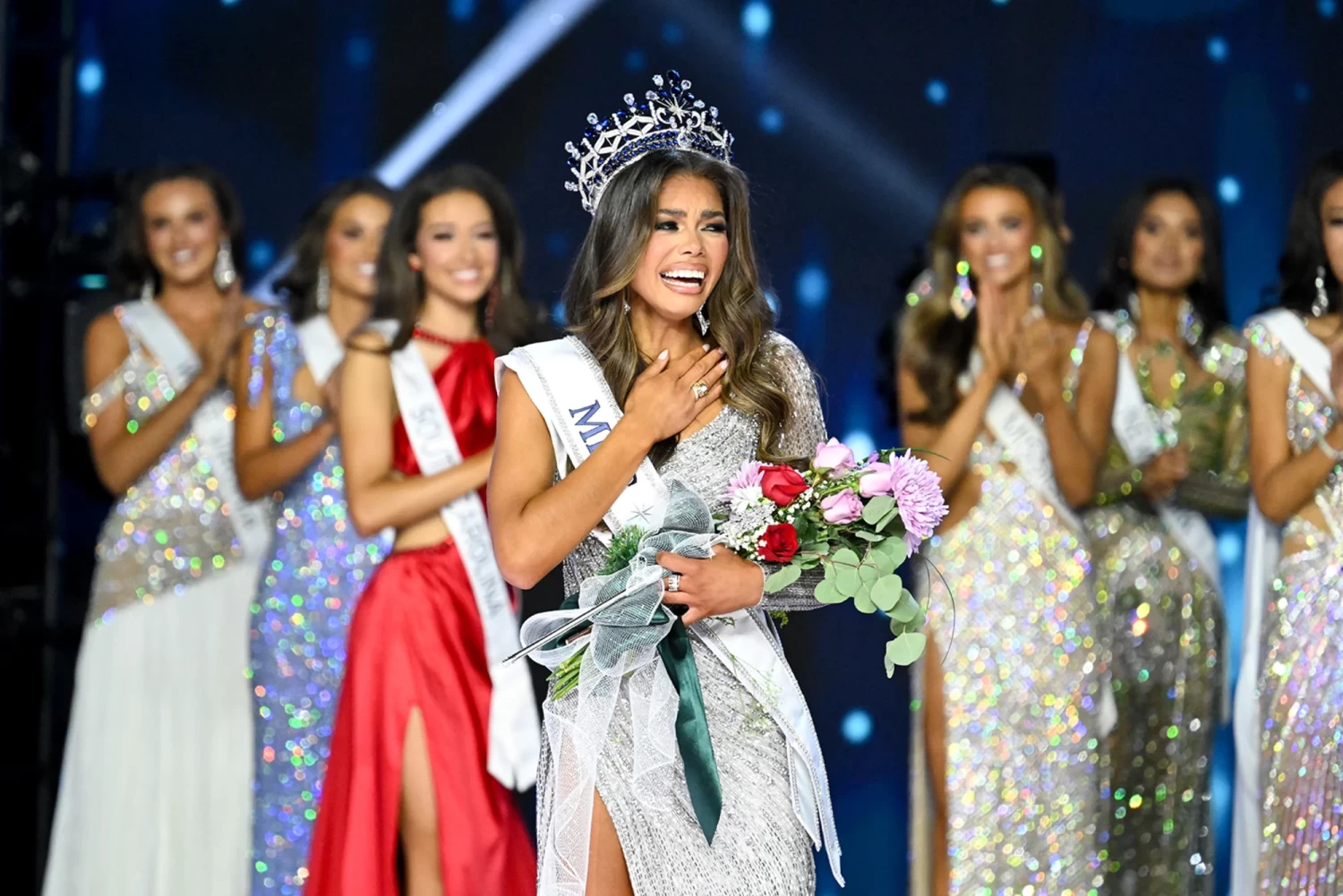 Michigan's Alma Cooper wins Miss USA 2024 at the 73rd annual Miss USA pageant at the Peacock Theater in Los Angeles, California. Gilbert Flores/Variety/Getty Images