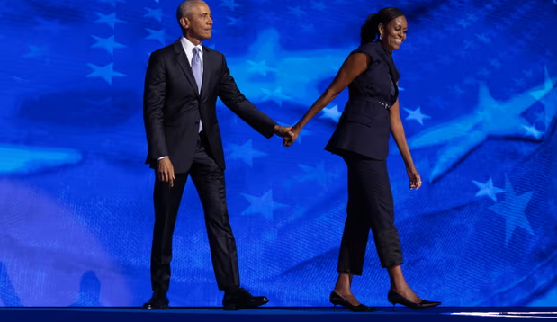 ‘America is ready for a better story’: Barack Obama lauds Kamala Harris in rousing speech