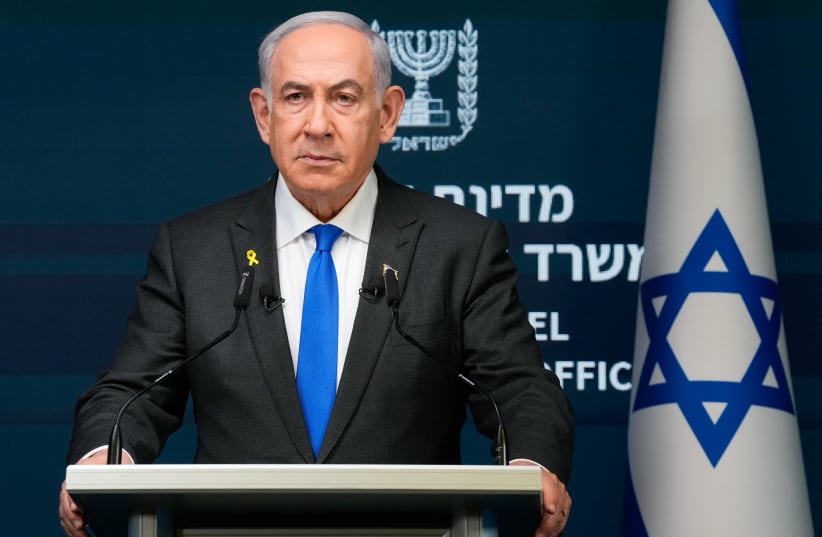 Israeli Prime Minister Benjamin Netanyahu speaks during a news conference in Jerusalem on September 2, 2024. (photo credit: OHAD ZWIGENBERG/POOL/AFP via Getty Images)